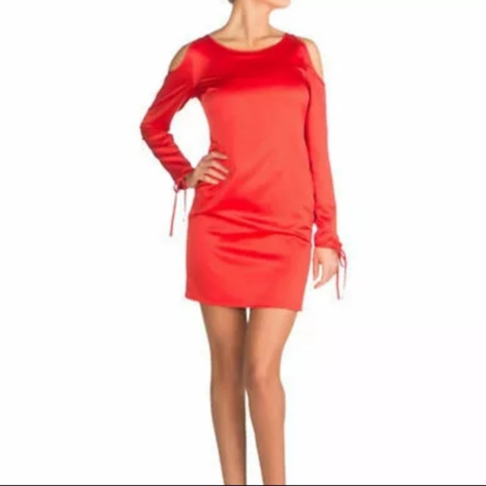 GUESS: red silky dress long sleeves w/ free gift